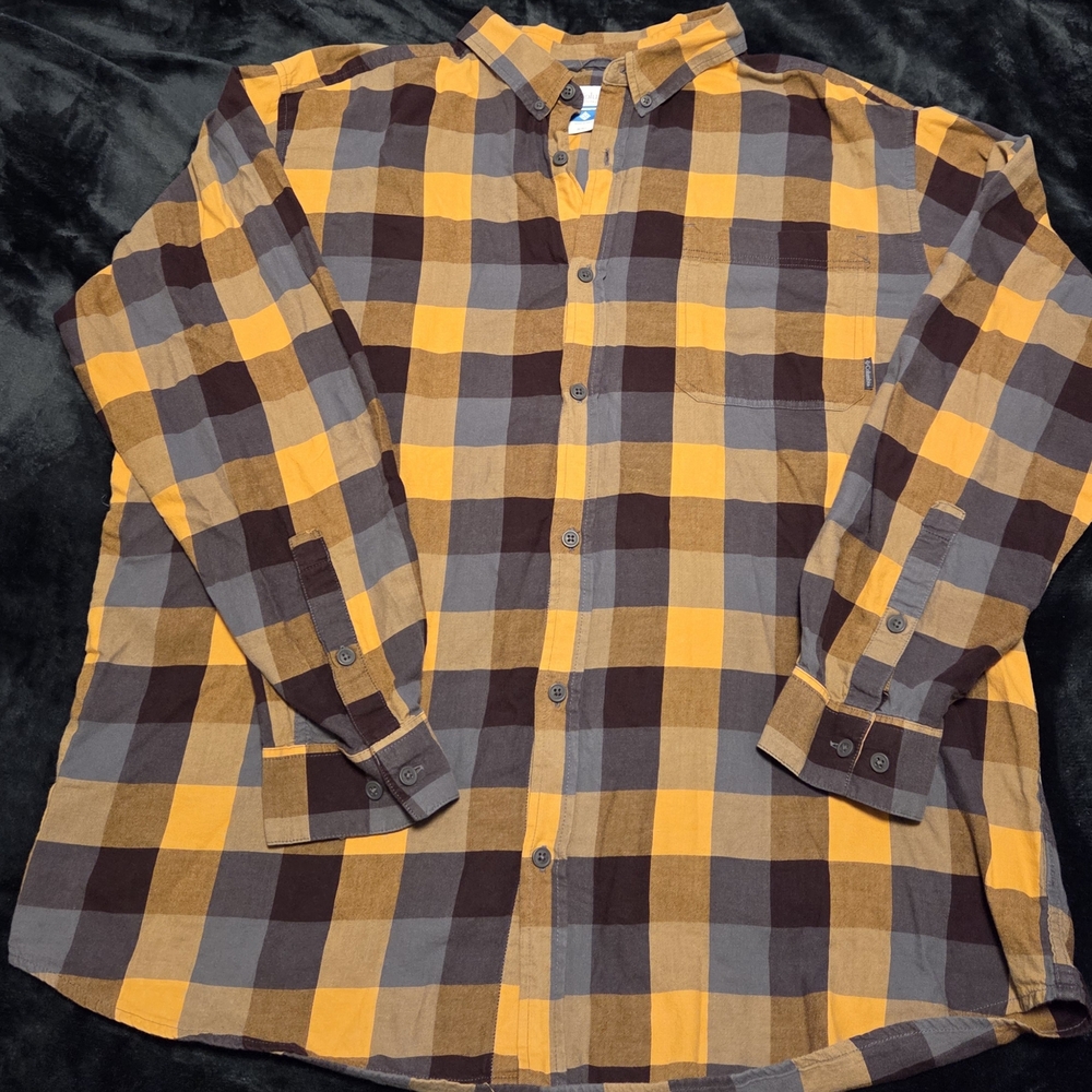 Men's Casual Plaid Button Down Shirt - Yellow and Brown